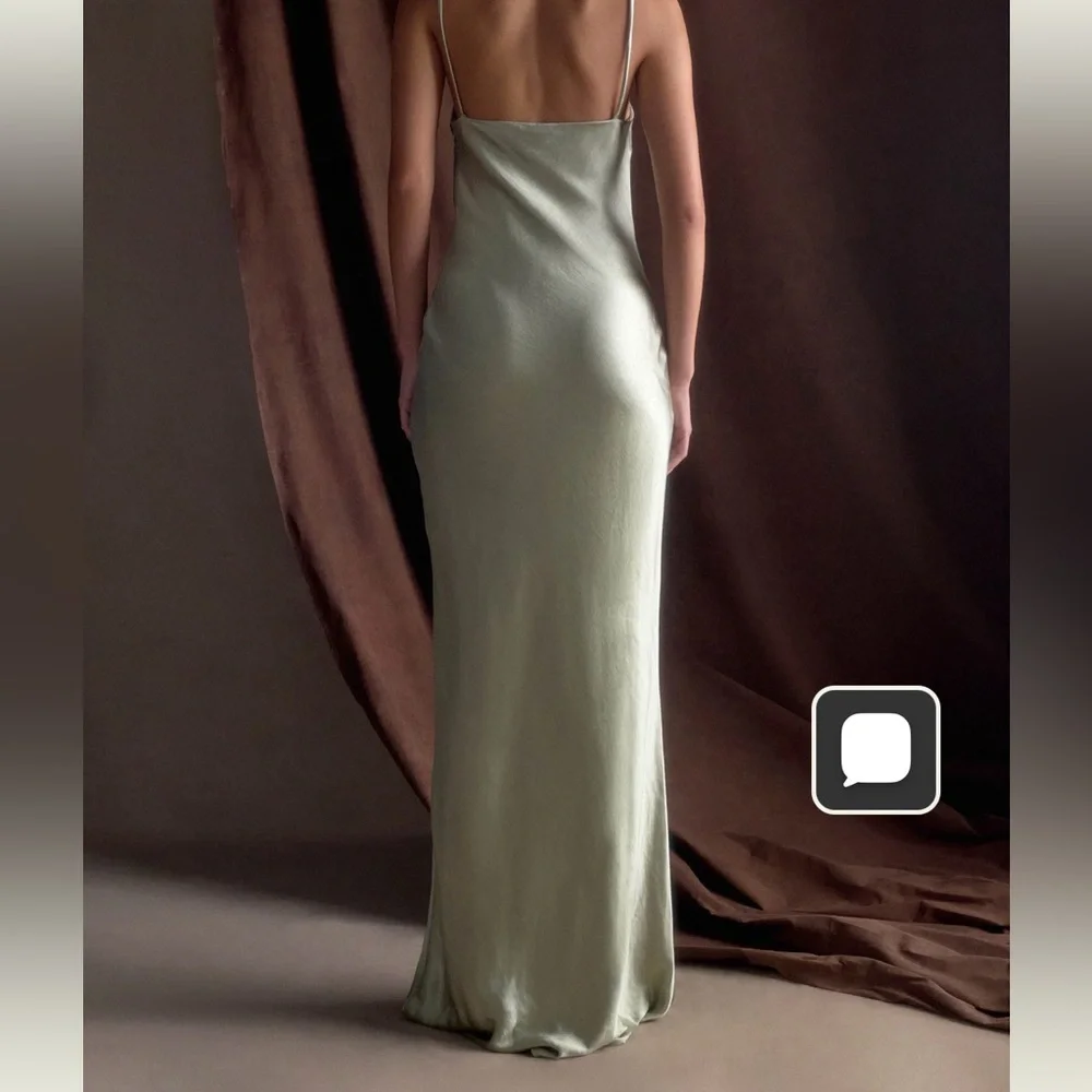 Silky Sage Green Slip Gown - Picture 2 of 7